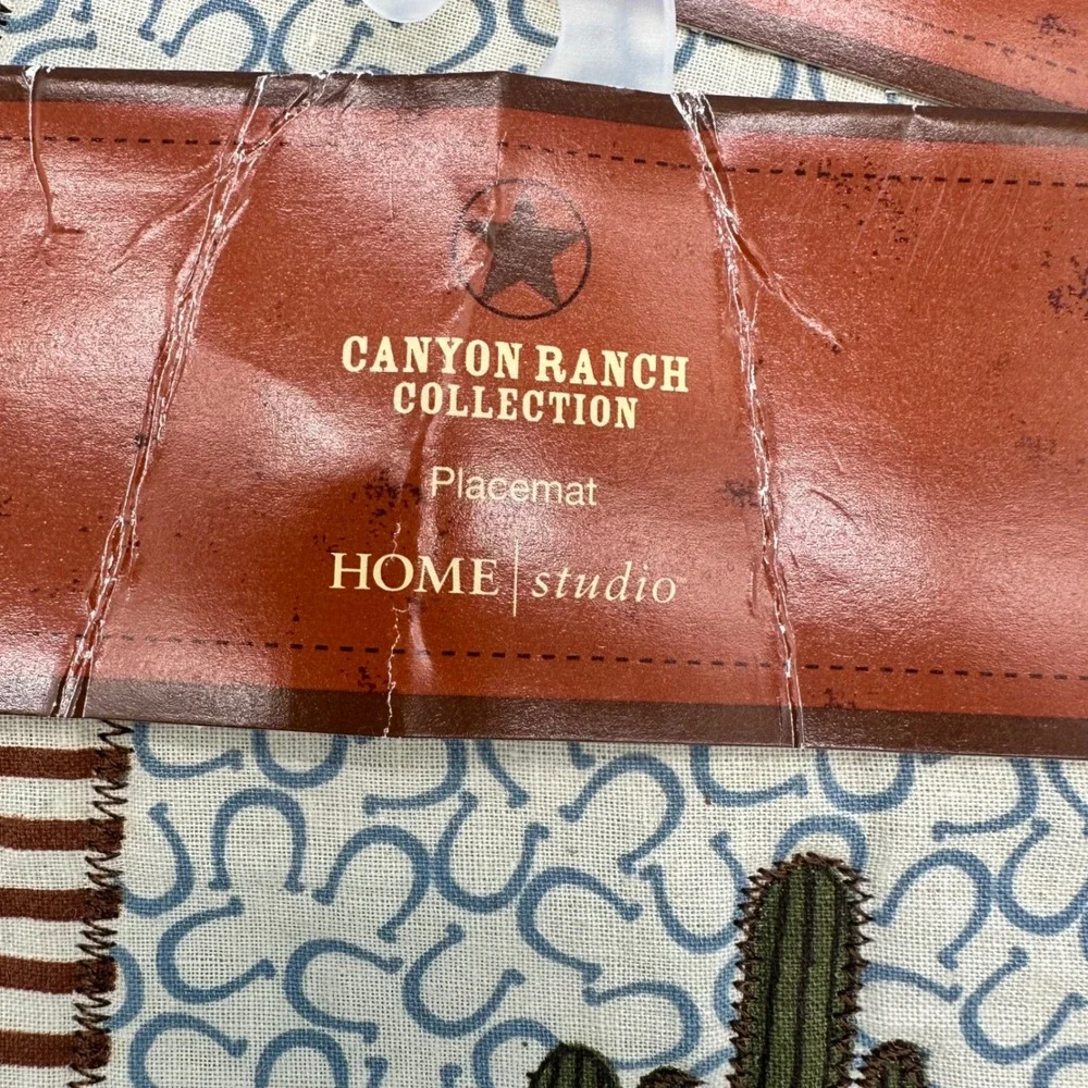 Home Studio Canyon Ranch‎ Western Placemats Set of 4 Cotton Cowboy Patchwork NWT